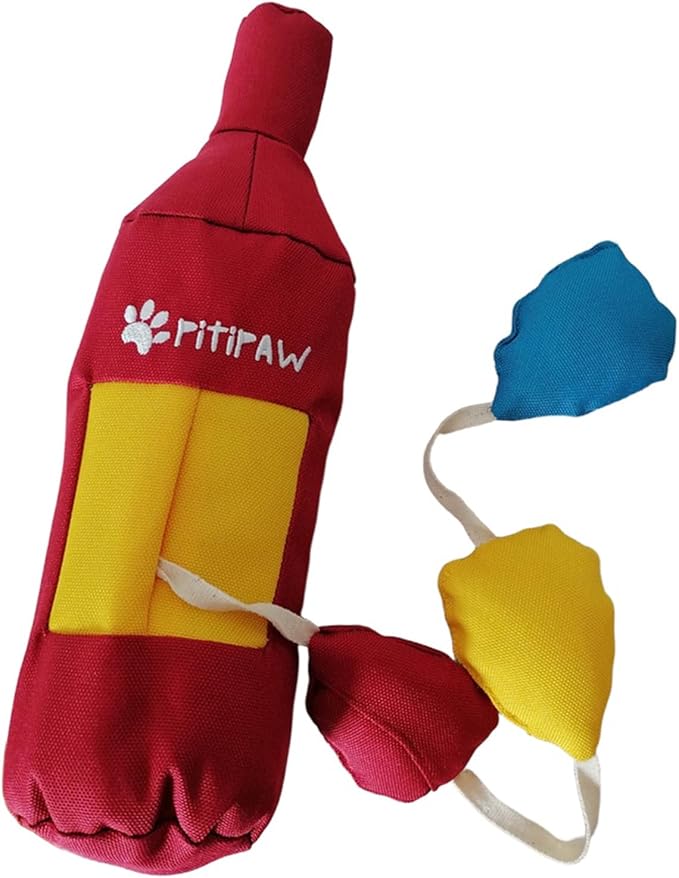 3-in-1 Eco-Friendly Dog Squeaky Toys for Medium Small Puppy Breed Dogs, Dog Toys for Beagle Corgi Frenchie to Keep Them Busy Snuffle Toy for Dogs with Treat Dispenser Tug off Toy Play, Bottle-Shaped