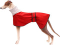 Dog Raincoat with Reflective Bar, Rain/Water Resistant, Adjustable Vest - Dog Raincoats for Greyhounds, Lurchers and Whippets - Red - XL