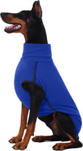 ROZKITCH Dog Fleece Vest with Leash Hole, Pet Windproof Warm Cold Weather Jacket Vest Cozy Jumpsuit Apparel Outfit Clothes for Walking Hiking Travel Sleep Blue 2XL