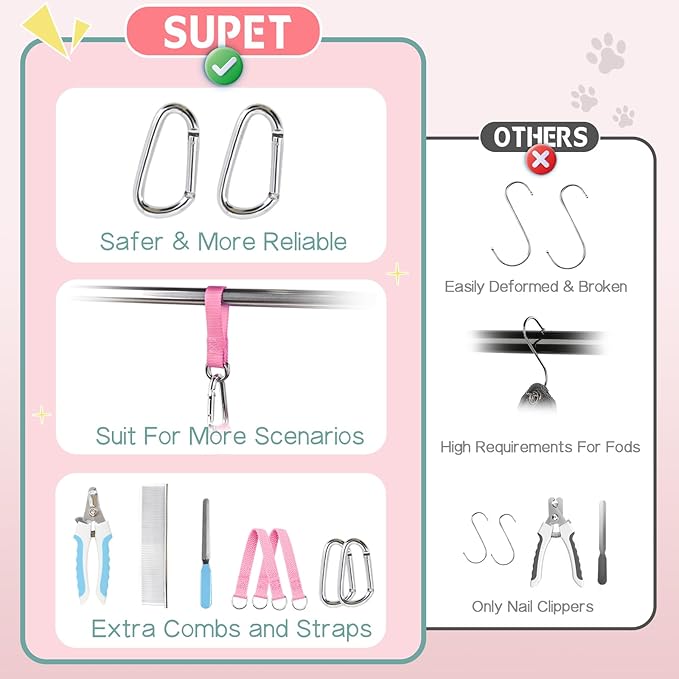 Supet Dog Grooming Hammock, Dog Hanging Harness for Nail Trimming Doorframe, Pet Holder Restraint for Clipping Nails, Pet Hoist Sling for Cutting Nails, Ear & Eye Cleaning, Medicine at Home (S)