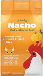 Made by Nacho Dry Cat Kibble 2lb Bag, High Protein Premium Cat Food with Freeze-Dried Pieces, Cage-Free Chicken, Duck & Quail, Limited Ingredients, Single Bag