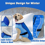 EMUST Dog Jacket Winter, Cozy Windproof Dogs Jacket for Cold Weather, Solid Color Dog Vests for Winter for Medium Dogs, New Blue, M
