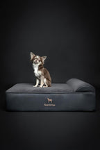 NOAH & PAW Dog Bed, 28x23x7.5 Inch, Orthopedic Dog Beds for Medium Size Pets, Eggshell Memory Foam Infused with Cooling Gel, Waterproof, Machine Washable, Includes Inner Cover (Faux Leather)