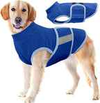 IDOMIK Warm Fleece Dog Sweater for Large Dogs,Soft Winter Dog Fleece Jacket Coat for Fall Cold Weather,Adjustable Fleeced Vest with Reflective Strips,Pullover Pet Sweatshirt for Girl Boy Dogs,Blue,2XL