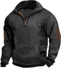HOTYD Western Jackets for Men Cowboy Sweatshirts Vintage Ethnic Graphic Casual Long Sleeve Top 1/4 Zip Pullover Hoodies
