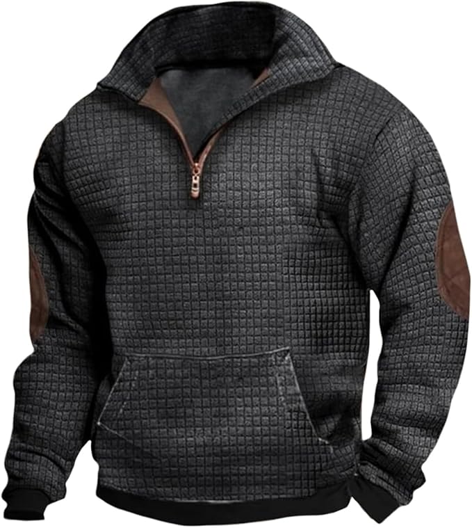 HOTYD Western Jackets for Men Cowboy Sweatshirts Vintage Ethnic Graphic Casual Long Sleeve Top 1/4 Zip Pullover Hoodies