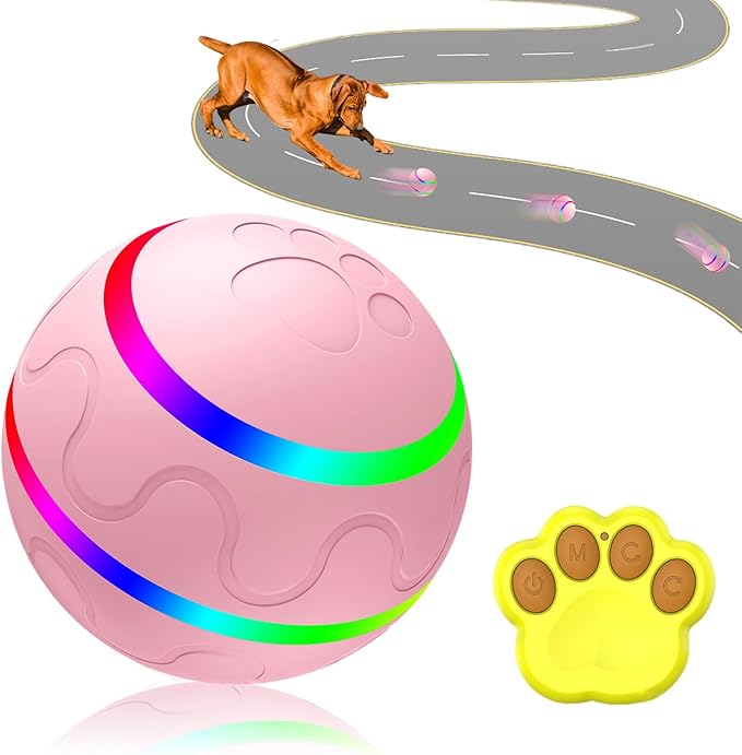 Shaky Ball Toy for Dogs, Large Pet Bounce, Jumping Ball Dog Toy, Automatic Activation Sports Rolling, 2025 New Big Pet Moving Balls (Pink, Remote Control)