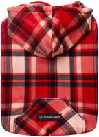 Spark Paws Dog Hoodie – Premium Dog Sweater for Small, Medium, and Large Dogs | Warm Outfits for French Bulldogs, Pitbull, Puppy, Winter Jacket Alternative - Red Plaid, S