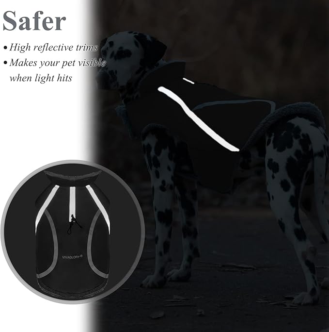 VIVAGLORY Frostfit Dog Coat, Dog Jacket for Winter & Cold Weather, Warm Fluffy Fleece Lined Water Resistant Reflective for Puppy, Coat with Velcro Fastening & Leash Hole, XXS, Grey