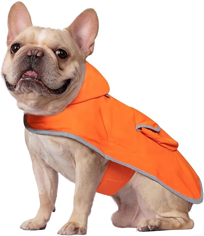 HDE Reversible Dog Raincoat Hooded Slicker Poncho Rain Coat Jacket for Small Medium Large Dogs Camo Orange - M