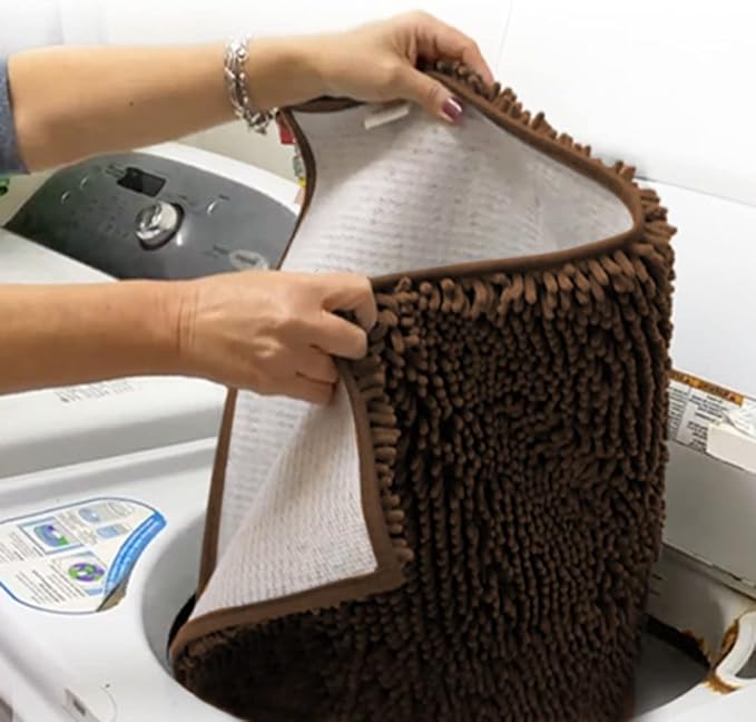Muddy Mat® Shown on TV – Super Absorbent Microfiber Dog Door Mat for Muddy Paws, Non-Slip Washable Pet Rug, Quick Dry Chenille Entryway Carpet, Machine Washable Indoor Outdoor mat, Brown 35"x24"