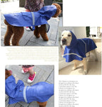 NACOCO Large Dog Raincoat Adjustable Pet Water Proof Clothes Lightweight Rain Jacket Poncho Hoodies with Strip Reflective (XXL, Blue)