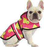 HDE Dog Raincoat Jacket Reflective Adjustable Hooded Pet Poncho Rain Coat with Leash Hole for Small to X-Large Dogs Pink Ducks - S