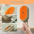 2025 New Cat Steam Brush, 3 in 1 Pet Steam Groomer Comb, Rechargeable Pet Steam Groomer Brush for Massaging and Cleaning Shedding Pets Hair, Anti-Static Hair Removal Comb for Cats Dogs (Khaki+White)