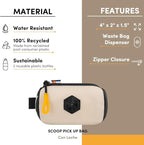OllyDog Scoop Pick Up | Dog Poop Bag Holder | Lightweight & Water-Resistant Dispenser | Leash Attachment for Hands-Free Carry | Fits Standard Waste Bag Rolls (Con Leche)