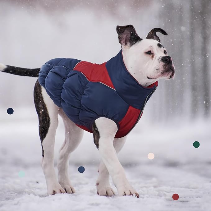 IECOii Extra Large Dog Coat - Thick Fleece Lined, Waterproof Snow Suit, Zippered Pet Jacket, Warm Winter Clothes, 4XL