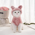 Cat Bunny Ears Costume Cute Dog Kitten Hoodies Sweater Rabbit Ears Puppy Pet Apparel (Medium,Pink)