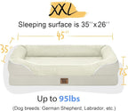 Washable Orthopedic Large Dog Bed - Extra Large Dog Beds with Bolsters Removable Orthopedic Foam Support Dogs Bed for XL Large Size Dogs with Waterproof Cover Non-Slip Bottom Pet Beds