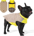 Reversible Waterproof Dog Coat - Adjustable Winter Jacket for Small to Large Breeds, Warm Cold Weather Apparel for Medium Dogs (Khaki & Yellow, Small (Pack of 1))