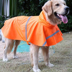 Adjustable Large Dog Raincoat with Strip Reflective - Waterproof Pet Rain Jacket Hoodie Poncho,for Large and Medium Dogs (Orange,XL)