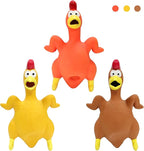 Rubber Chicken Dog Squeaky Toys, Durable Latex Chew Toys for Small Medium Large Size Dogs, Teething Puppy Dogs (3 Pack)