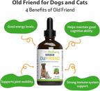 Pet Wellbeing Old Friend for Senior Dogs & Cats- Supports Immune System Health, Joint Mobility, Healthy Energy Levels, Alfalfa, Reishi - Veterinarian-Formulated Herbal Supplement 4 oz (118 ml)