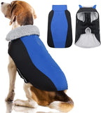 Warm Dog Coat,Waterproof Jacket in Winter Adjustable and Reversible Doggy Fleece Outfit,Thick Clothes with Foldable Collar for Puppy in Cold Days,L RoyalBlue