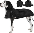 Waterproof Windproof Dog Raincoat with Full Body Coverage, Reflective Adjustable Hooded Jacket, Easy on Lightweight Dog Rain Coat for Large Dogs Poncho Breathable (Black, XXXXL)