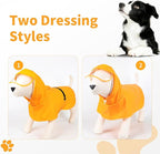 Dog Raincoat, Waterproof Windproof Dog Rain Jacket with Hood, Rain Coat with Leash Hole, Adjustable Raincoat Poncho for Small Medium Large Dogs Outdoor (Yellow, Medium)