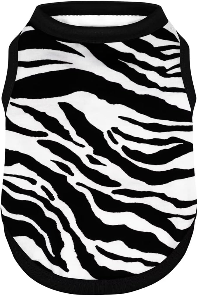 Adorable Zebra Print Dog Shirts – Lightweight, Cozy Outfit for Small to Medium Dogs, Soft & Snuggly Pet Wear for Everyday Comfort and Cuteness.Black S