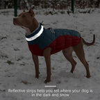 FUAMEY Dog Coat for Large Dogs,Waterproof Dog Winter Jacket with Harness Built in Puppy Cold Weather Coats Reflective Pet Vest with Zipper Warm Fleece Dogs Snowsuit Windproof Dark Blue XXL