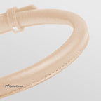CollarDirect Rolled Leather Dog Collar, Soft Padded Round Puppy Collar, Handmade Genuine Leather Collar Dog Small Large Cat Collars 13 Colors (6-7 Inch, Beige Textured)
