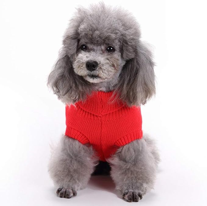 Dog Sweater for Small, Medium, Large Dogs - Warm Winter Classic Turtleneck Pet Clothes - Cute Christmas Coat for Puppies, Cats, Girls, Boys