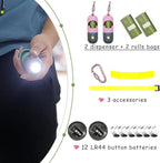 2 Pack Poop Bag Holder with Flashlight Waste Bag Dispenser for Leash with Clip and Battery Poop Bag Dispenser with Green Scented Poop Bags for Dog Walking(Pink,2 Dispenser 60 Bags)