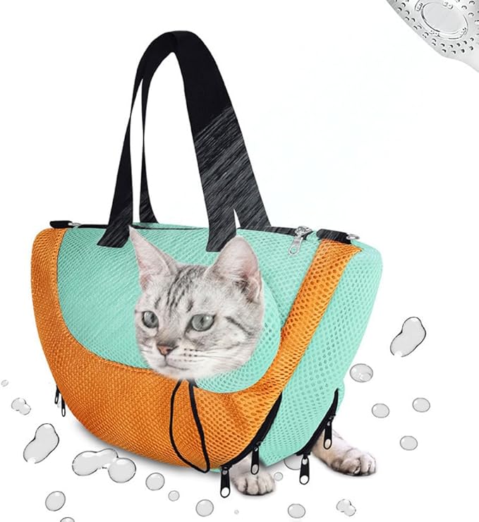 Adjustable Cat Bathing Bag Anti-Bite & Anti-Scratch Bath Washing Mesh Grooming Bag Shoulder Pet Carrier Hands-Free Bag for Small Cats