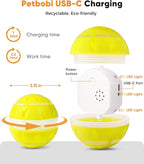 Petbobi Interactive Dog Toys – USB Rechargeable Automatic Rolling Ball with LED Light, Smart Bouncing Ball for Small Medium Pets to Exercise, Durable TPU Shell, Dog Toys to Keep Them Busy, Yellow