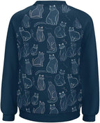 Abstract Cute Cat Shirts for Women Long Sleeve Lady Crewneck Pullover Sweatshirt Fall Winter Oversized Tops