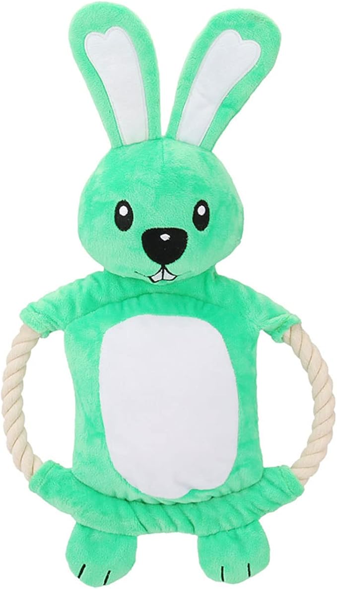 Squeaky Dog Toys , Funny Dog Toys Stuffed Plush Dog Toy , Cute Dog Rabbit Dog Birthday Gift Dog Chew Toys Pet Toys for Small Medium and Large Dogs(Green Rabbit)