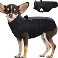 Dog Coat - XS, Warm Zip Up Snowsuit Dog Harness Vest, Reflective, Water-Resistant, Black