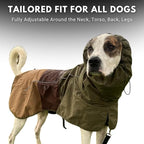 Spark Paws Dog Raincoat, Waterproof Windproof Rain Jacket, for Small Medium Large Extra Large Dogs, Reflective Breathable Full-Body Coverage Dry Suit - Green Brown Tan, XL