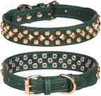 Spiked Dog Collar Soft Pu Leather Mushrooms Rivet Spike Studded Puppy Adjustable Pet Collars for Small Breeds (XS, Green3)