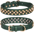 Spiked Dog Collar Soft Pu Leather Mushrooms Rivet Spike Studded Puppy Adjustable Pet Collars for Small Breeds (M, Green3)
