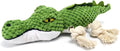 Dog Toys, Squeak Toy, Chew Toy, Tug of War Dog Interactive Toy, Knotted Rope for Teeth Cleaning & Boredom, Green, Crocodile Shape