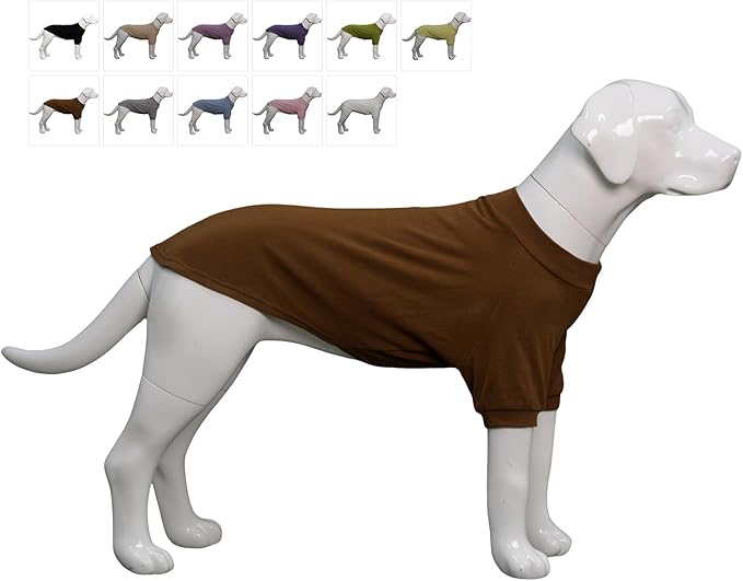 Lovelonglong Ribbed Dog T-Shirt Cotton Knitted Dog Sweaters for All Season Pet T-Shirts for Large Medium Small Dogs Coffee S