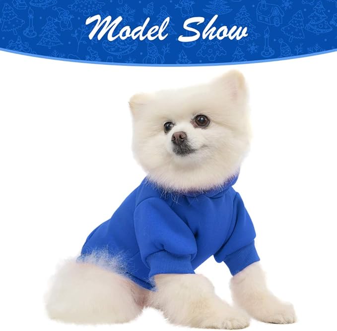 KOOLTAIL Basic Dog Hoodie - Soft and Warm Dog Hoodie Sweater with Leash Hole and Pocket, Dog Winter Coat, Cold Weather Clothes Sweatshirt for Small Medium Large Dogs Puppy Cat Boys Girls Blue M