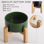 Petygooing 28 OZ Elevated/Raised Ceramic Dog Bowl for Small and Medium Breeds, Dog Food Water Dish with Stand,Pet Feeding Bowl Anti Slip Rubber for Small and Medium Dogs (3.6 Cups) Rust Green
