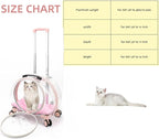 Transparent & Fully Breathable Hard cat Carrier with Rolling Wheels for Dogs, Cats, Multiple Carrying Options, Perfect for Traveling/Taking a Walk