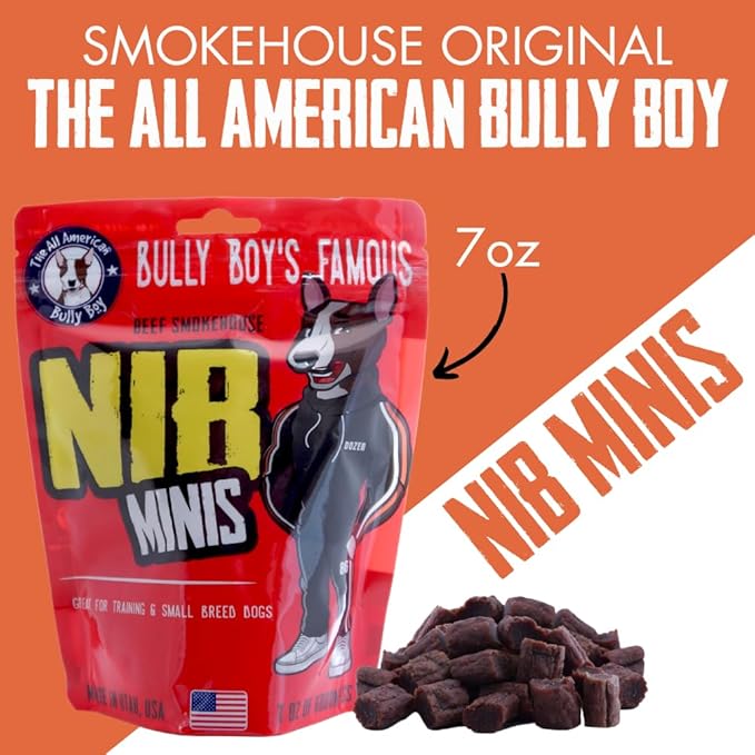 Bully Boy's Famous Mini Beef Training Nibs Dog Treats | Free from Wheat, Corn, Soy, or Gluten | USA Sourced Ingredients | with Smokehouse Beef | Made in Utah | 7 oz - 2 Pack