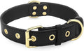 Dog Collar, Leather Dog Collar with Adjustable Sturdy Metal Buckle,Heavy Duty Dog Collar for Walking, Hiking, Training, Hunting (Black,L:18.6"-25.8" Neck)