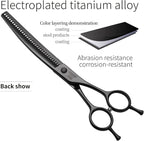Fenice Peak Professional Dog Grooming Scissors Pet Curved Chunker Shears 7.0'' Extremely Sharp Blades 440C Steel Thinning Scissors Durable Smooth Motion & Fine Cut for Dogs and Cats(Black)